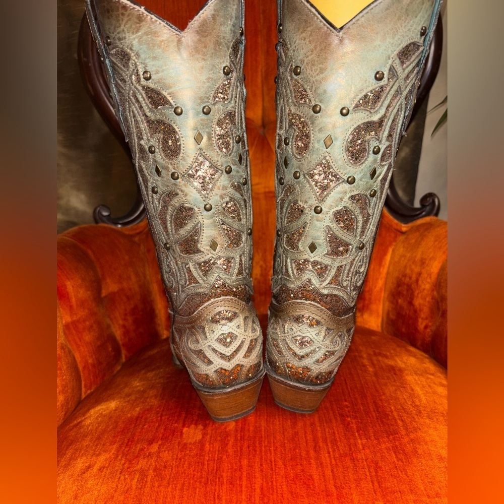 CORRAL WOMEN'S GOLDEN LUMINARY ROOTS WESTERN BOOTS - SNIP TOE 7.5​​ - Picture 5 of 8